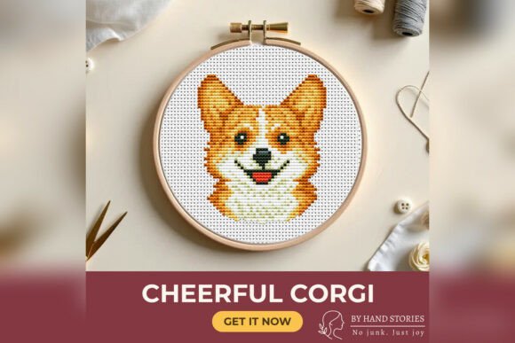 Download Cheerful Corgi Cross Stitch Pattern PDF - Cheerful Collection