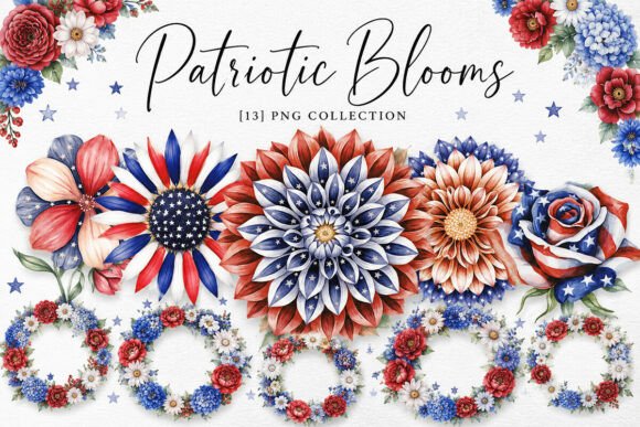 Download Patriotic Blooms Clipart Png Bundle - Png Collection