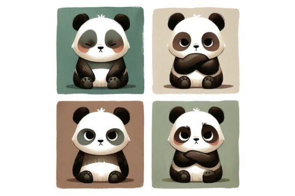 Download Trendy Vintage Panda Illustration PNG - Png Collection