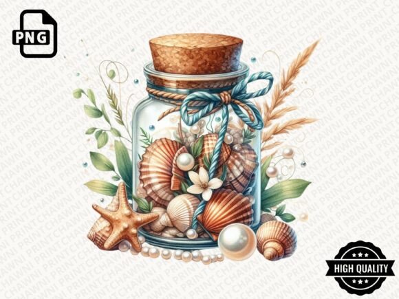 Download Summer Seashell Jar Clipart PNG - Png Collection