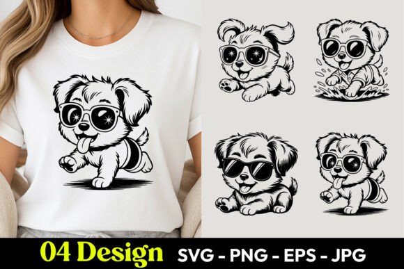Download Cute Puppy Sunglasses TShirt SVG PNG - Png Collection