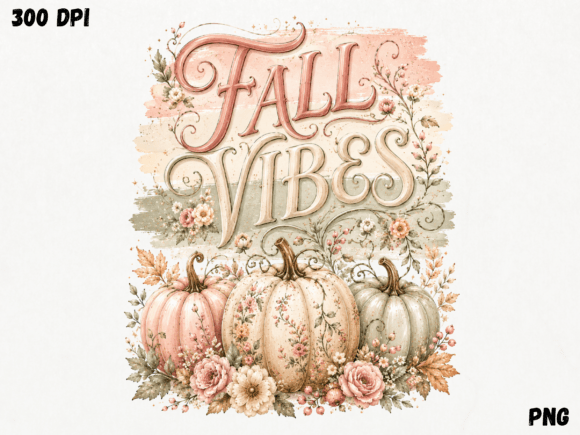 Download Fall Vibes Floral Pumpkin PNG, Autumn Wa - Png Collection